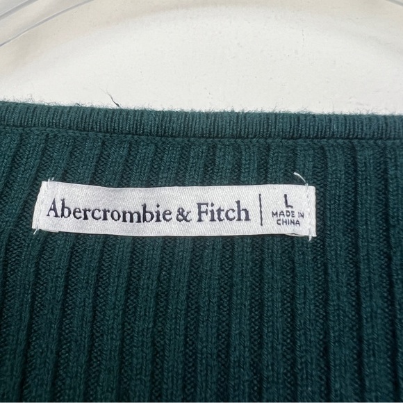 Abercrombie & Fitch Ribbed Green Knit Square Neckline Bodysuit - Picture 4 of 5